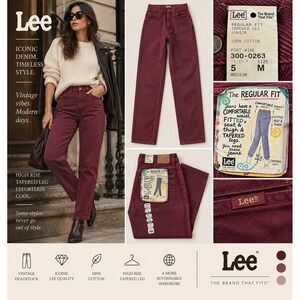 Vintage Lee Jeans Womens 5M Port Wine High Rise Tapered Deadstock 90s 300-0263